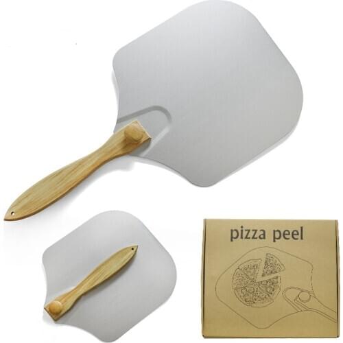 Pizza Shovel Spatula Pie Servers Wood Handle Foldable Round Stainless Steel Non-Stick Pastry Paddle Kitchen Baking Cake Tools