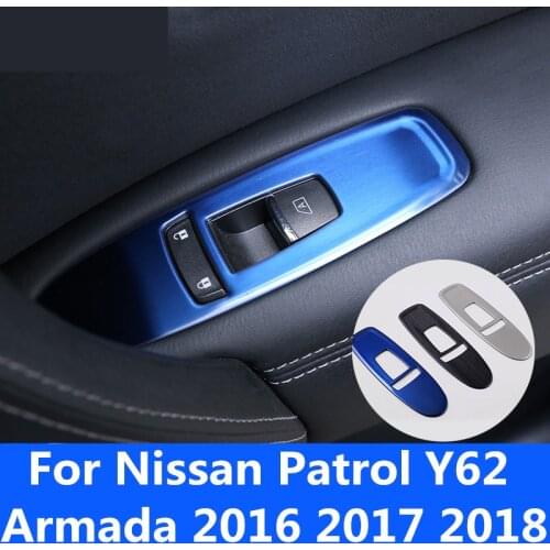 Car window glass switch button Decorative sticker sequins Interior decoration For Nissan Patrol Y62 Armada 2016 2017 2018
