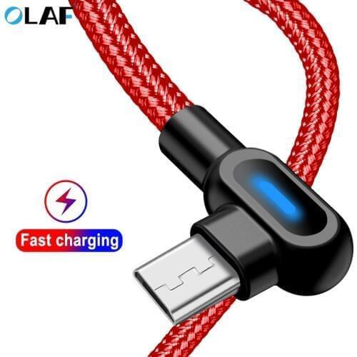 OLAF 90 degree micro usb cable 1m 2m Fast Charge Data Sync Cord USB Charging Cable For Samsung Xiaomi Huawei Mobilie Phone Cable