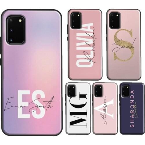Personalised Initials Rose Gold Glitter Name Case For Samsung S20 FE S8 S10 Plus For Galaxy S21 Ultra Note 20 Note 10 Plus Cover