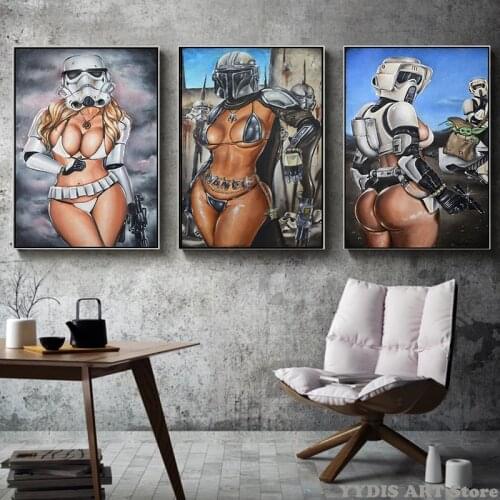 Star Wars Jedi Knight Poster Pop Alternative Spoof Sexy Beauty Canvas Art Painting Print Bar Wall Art Picture Home Decor Cuadros
