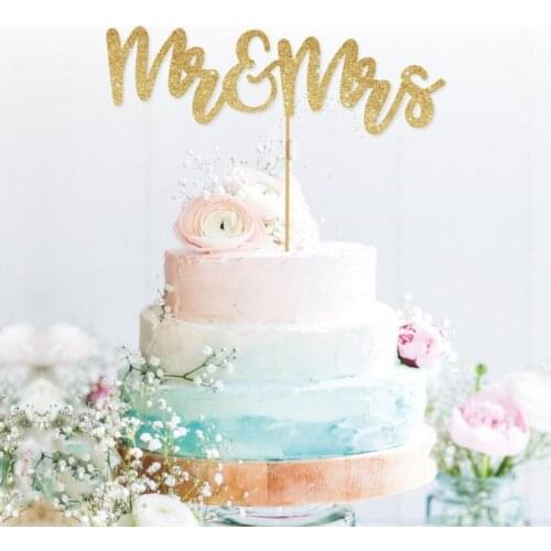Custom Mr and Mrs glitter topper, wedding cake topper gold wedding cake topper Party Decorations Dessert toothpicks