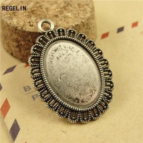 REGELIN 10pcs Antique Bronze Ladys Vintage Trendy Cute Owl Pendant Settings Cabochon Base Bezel Trays Blank Fit 20mm 25mm DIY