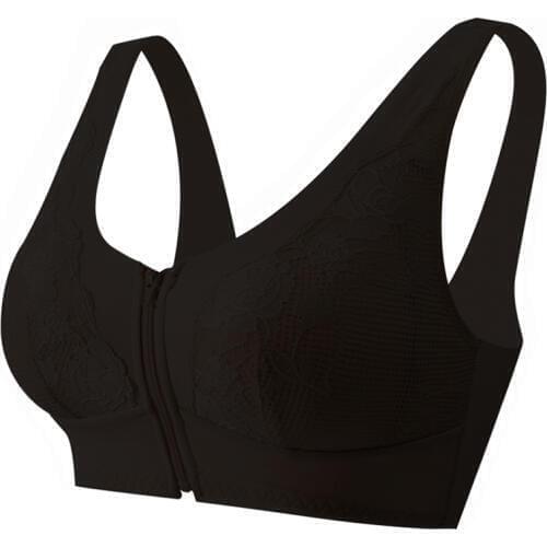 Full Coverage Bra Wire Free Wide Shoulder strap Breathable Bra with Zipper Ajusen for Mastectomy Crossdresser