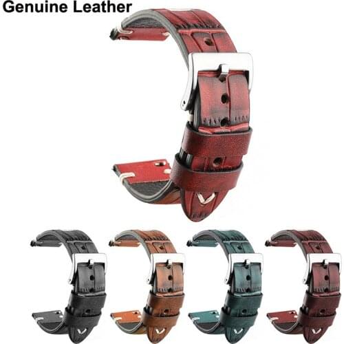 Gnenuine Leather Crocodile Texture Watch Band 22mm for Fossil Galaxy Gear S3 amazfit Huawei GT 2 2E Honor GS Pro Bracelet Strap