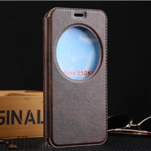 Luxury Vintage View Windows Flip PU Leather Case For Asus Zenfone 2 Laser ZE550KL Soft TPU Cover Funda Capa