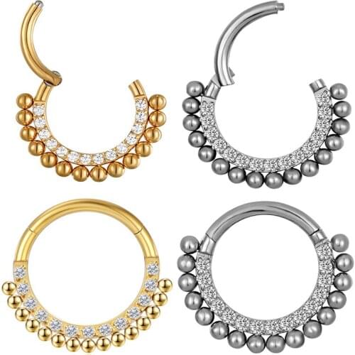 New G23Titanium Piercing Earring Hight Segment Quality Zircon Stone Ring Nose Septum Earrings Septum Noserings Piercing Jewelry
