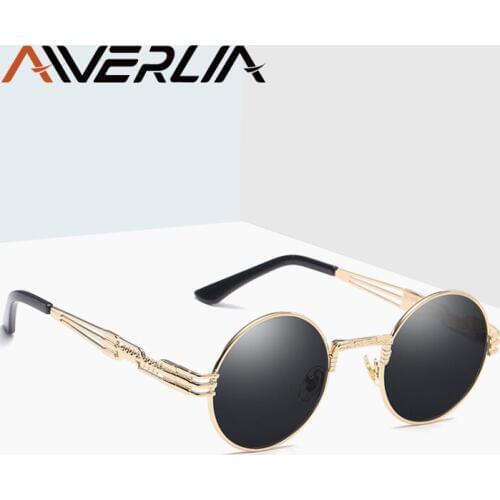 AIVERLIA Retro Steampunk Sunglasses Men Women Round Steam Punk Sun Glasses Metal Frame Eyewear UV400 Gafas De Sol AI45