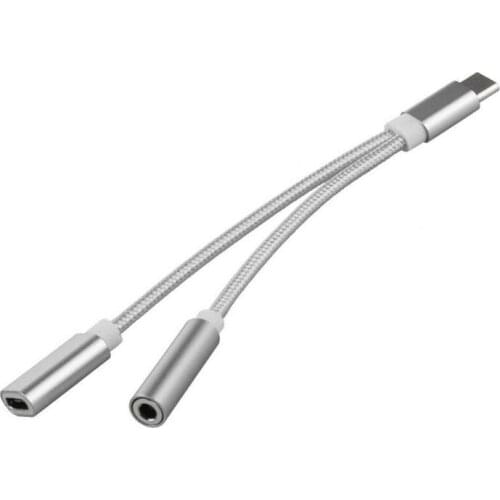 Usb-c Type C To 3.5mm Auxiliary Audio Charging Cable Adapter Splitter Headphone Jack And Charging Port