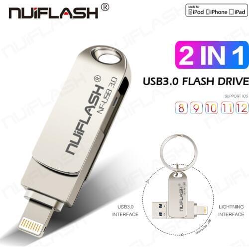 Usb Flash Drive pendrive For iPhone 6/6s/6Plus/7/7Plus/8/X Usb/Otg/Lightning 2 in 1 Pen Drive For iOS External Storage Devices