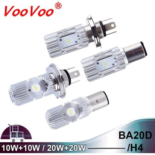 VooVoo LED BA20D HS1 H4 Motorcycle Moped ATV Headlight Bulb Hi/Lo 10W/20W 6500K Bike faro led Moto Head Lamp Scooter Accessories