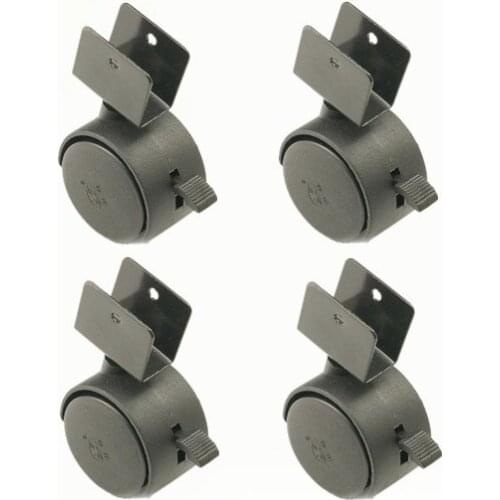 4 Pcs/Lot 1.5 Inch Plywood Wheel Clip 25 Plate With Brake Furniture Caster Crib Black Plastic Silent Universal