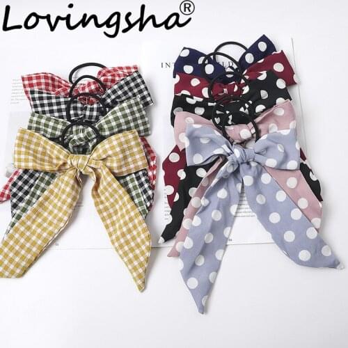 LOVINGSHA Cute Bow Women Hair Accessories Brand Ladies Hair Tie Fashion Scrunchies Ponytail Hair Female Girl Holder Rope FC144