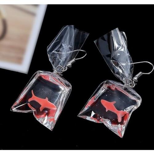 Koi Fish Water Bag Women Dangle Earrings New Fashion Anti Allergy Joker Graceful Joker Gold Fish Eardrop Drop Earring for Girls