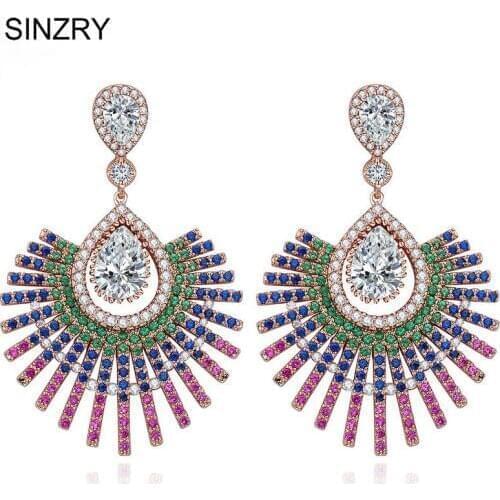 SINZRY New Elegant jewelry clear white cut cubic zircon vintage exaggerated geometry dangle earrings for women