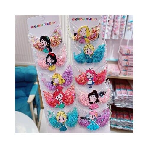 1Sets Disney Princess Angel Anime Headwear Kids Accessories Cartoon Hairband Child Girls Hair Pin Birthday Gifts New