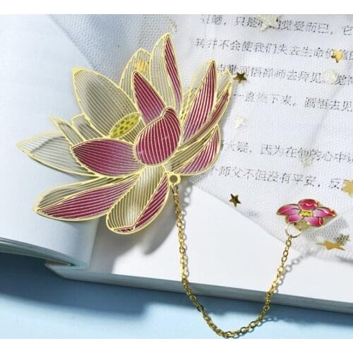 1pc Creativity Lotus Four-leaf Clover Bookmark Cute Metal Art Exquisite Book Mark Page Folder Office School Supplies Stationery