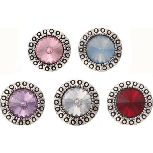 10pcs/lot Mixed Colors Beauty Natural Stone Beaded Round Metal Snap Button fit 18mm Snap Bracelets Bangles Women Snaps Jewelry