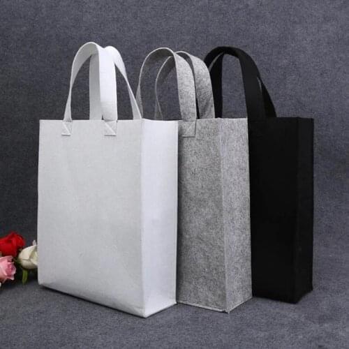 100pcs Customized Logo Eco-friendly Reusable Felt Tote Handbags, Fashion Shopping Tote Bags with Handle for Cloth/Books