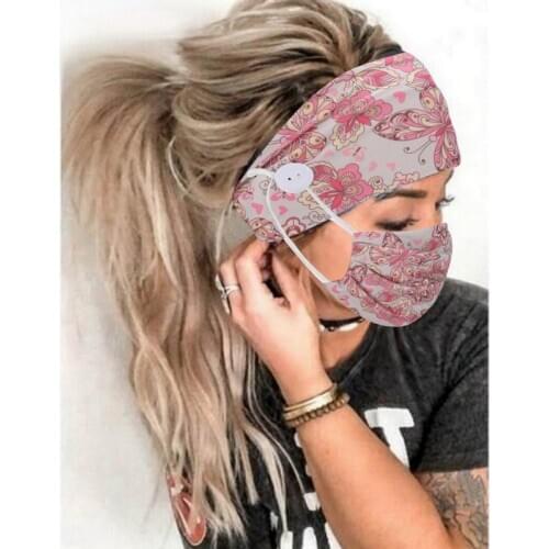 2Pcs/set Button Head Band Mask Turban Hair Accessories Soft Yoga Sports Elastic Hair Band Fashion Hair Band With Mask Unisex