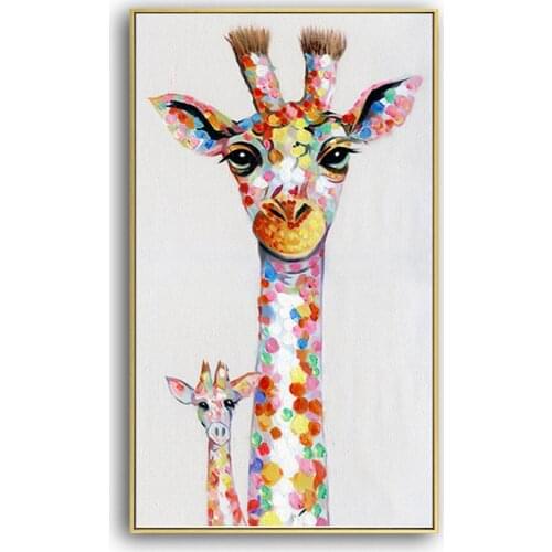 2020 New Years latest Oil Painting giraffe 100% Hand painted Creative custom oil painting living room Decor 2020061404