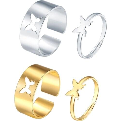Butterfly Ring For Women Men Couples Matching Best Friend Trendy Promise Rings Set For Teen Girls Thumb Jewelry