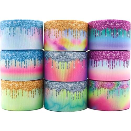 5 Yards 1.5'' 38MM Rainbow Gradient Colors Printed Grosgrain Ribbons For Hair Bows DIY Handmade Materials Y2020121502
