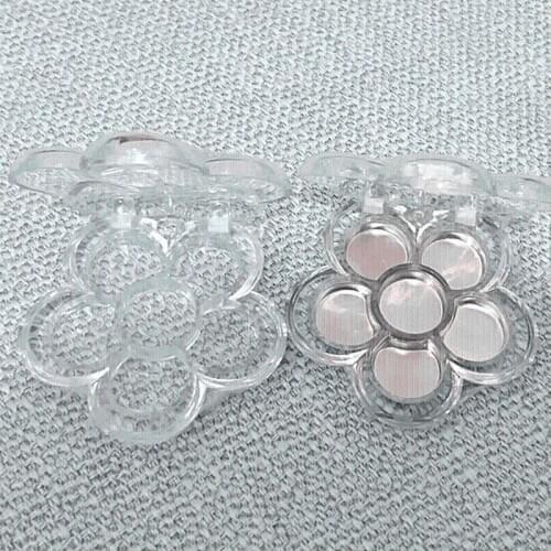 6 Grids Plum Blossom Flower Shape Empty Eyeshadow Case Transparent Plastic DIY Lipstick Powder Box Container Cosmetic Packing