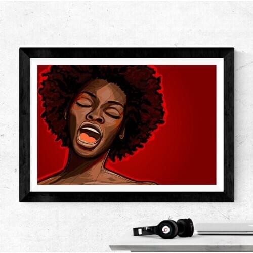 An Afro American Jazz Singer Canvas Art Prints And Poster Modern Popular Musical Star Woman Painting Wall Picture Home Decor