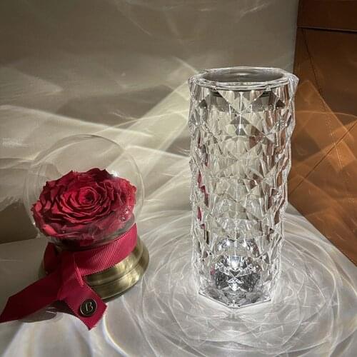 Diamond Crystal Lamp Touch Three-color Night Light Rose Light and Shadow Atmosphere Lamp USB Charging Bedside Dining Room Study