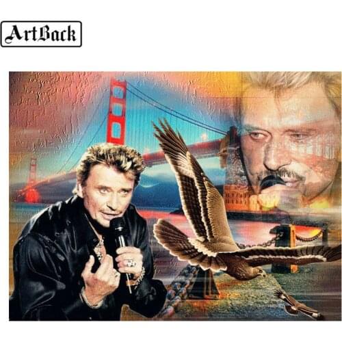 Diamond Painting JOHNNY HALLYDAY 5d full square & round French singer diy 3d diamond mosaic portrait landscape