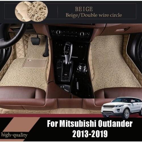 Car Floor Mats For Mitsubishi Outlander 5 Seats 2019 2018 2017 2016 2015 2014 2013 Luxury Double Layer Wire Loop Carpets Custom