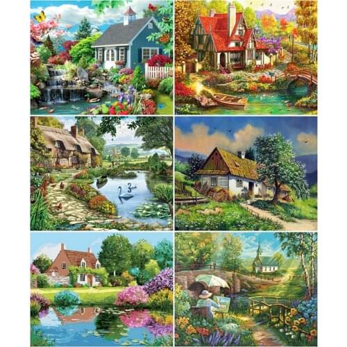 AZQSD DIY Painting By Number Canvas Kits House Home Decoration 40x50cm Pictures By Numbers Landscape Handmade Gift