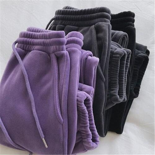 Casual Loose Long Harem Trousers High Waist Woman Pants Hot Pants Women Sportswear Women Winter Thick Pants Fleece Warm Female
