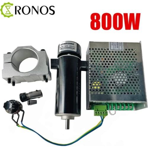 500W/800W Clamps Air Cooled Air Cooled Spindle ER11 Chuck CNC Spindle Motor + 52mm Clamps + Power Supply Speed Governo