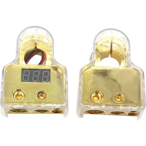 DC12V-24V Car Battery Terminal Connectors Strong Versatility Voltmeter 0 4 8 Gauge AWG Positive Negative Battery Clamp