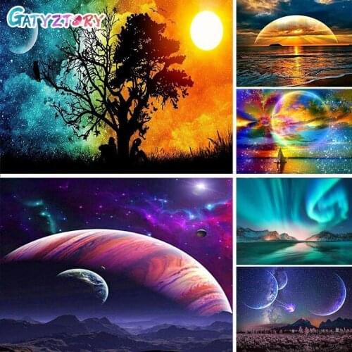 GATYZTORY Full Square/Round Drill landscape Diamond Painting Universe Diamond Embroidery Cross Stitch Kit Rhinestones Art Home D