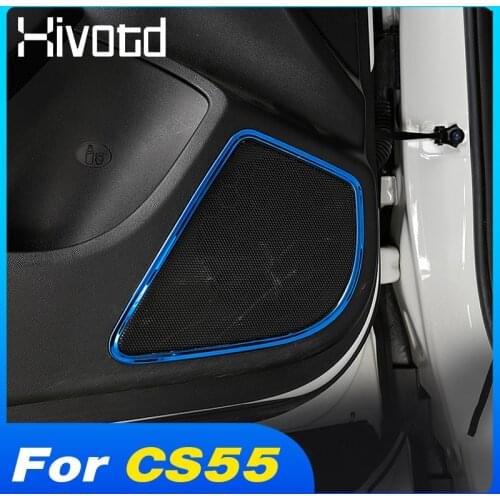 Hivotd Door Speaker Cover Trim Sound Decoration Frame Stainless Steel Car Styling Garnish Accessories For Changan CS55 2017-2020
