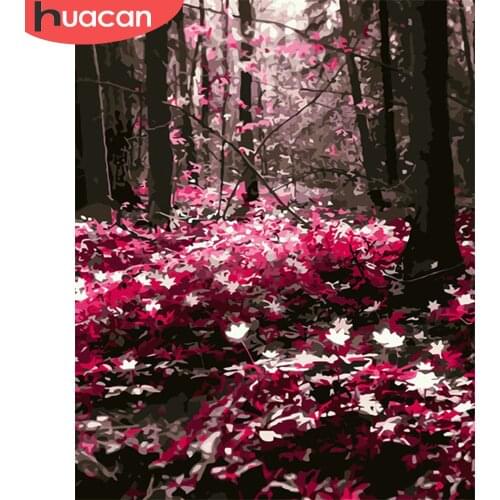 HUACAN Paint By Number Forest Hand Painted Painting Art Drawing On Canvas Gift DIY Pictures By Numbers Flower Kits Home Decor