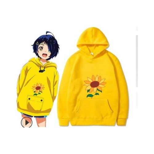 Wonder Egg Priority Ai Kawaii Harajuku Hoodie Aesthetic Sun Flower Pocket Same Paragraph Casual Loose Sweatshirts Anime Print
