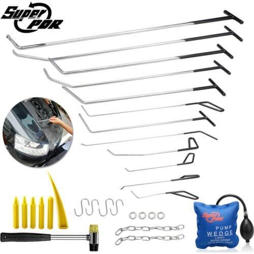 High Quality PDR Crowbar Dent Removal Tools 12pc push rod Rubber Hammer Pump Wedge Dent Repair Tools