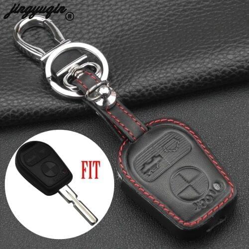 Jingyuqin 3 Buttons Remote Leather Protect Car Key Case Cover For BMW E46 E31 E32 E34 E36 E38 E39 Z3 Fob Keychain