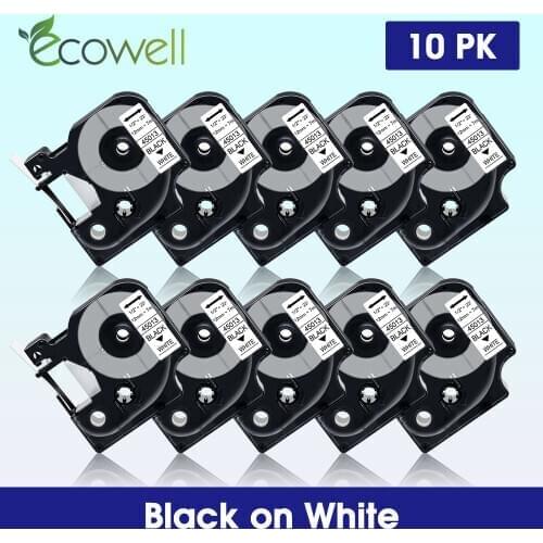 Ecowell Ribbon cassette Compatible for dymo D1 12mm tapes 45013 Black on White compatible for Dymo label manager LM 160 280 210