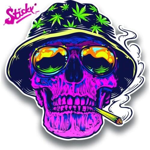 STICKY Smoker Skull Purple Vinyl Decal Sticker - Car Truck Van SUV Window Wall Cup Laptop Waterproof PVC