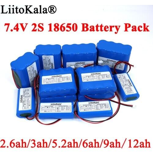 Liitokala 7.4V 18650 Lithium Battery Pack 2S 6ah 9ah Fishing LED Light Bluetooth Speaker 8.4V Emergency DIY batteries with PCB