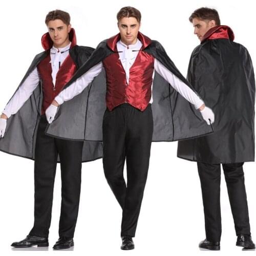 Halloween vampire costume adult masquerade grim reaper cosplay gothic earl male costume suitable for any figure