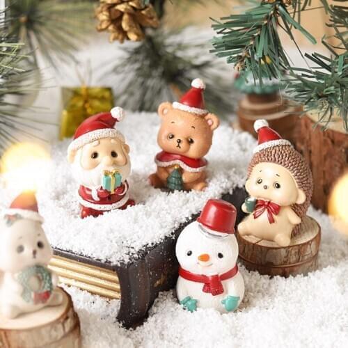 Creative Resin Crafts Snowman Christmas Tree Mini Christmas Family Animal Decoration New Year Goods Toys For Children
