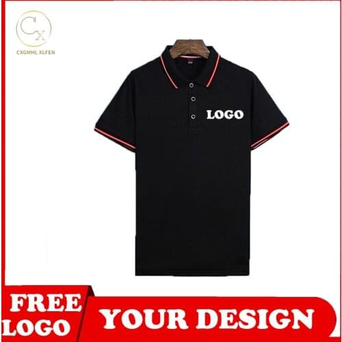 Summer men and women can wear 8-color polo shirts, custom logos, casual all-match short-sleeved lapel prints, DIY brand text