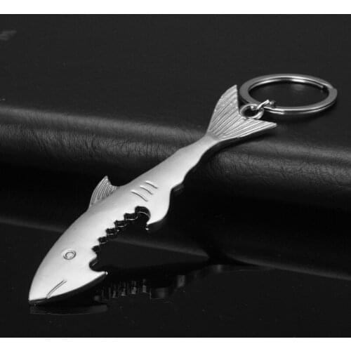 2021 Hot Selling Multi-Function Keychain Bottle Opener Stainless Steel Alloy Shark Bass Guitar Bike Shape Friends Gift Keychain