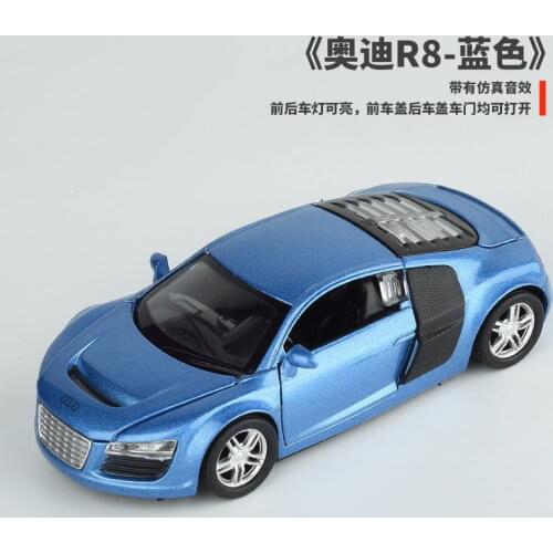 1:32 Scale Alloy Diecast Metal Car Model For Audi R8 Luxury Collection Model Pull Back Toys Car With Sound&Light
